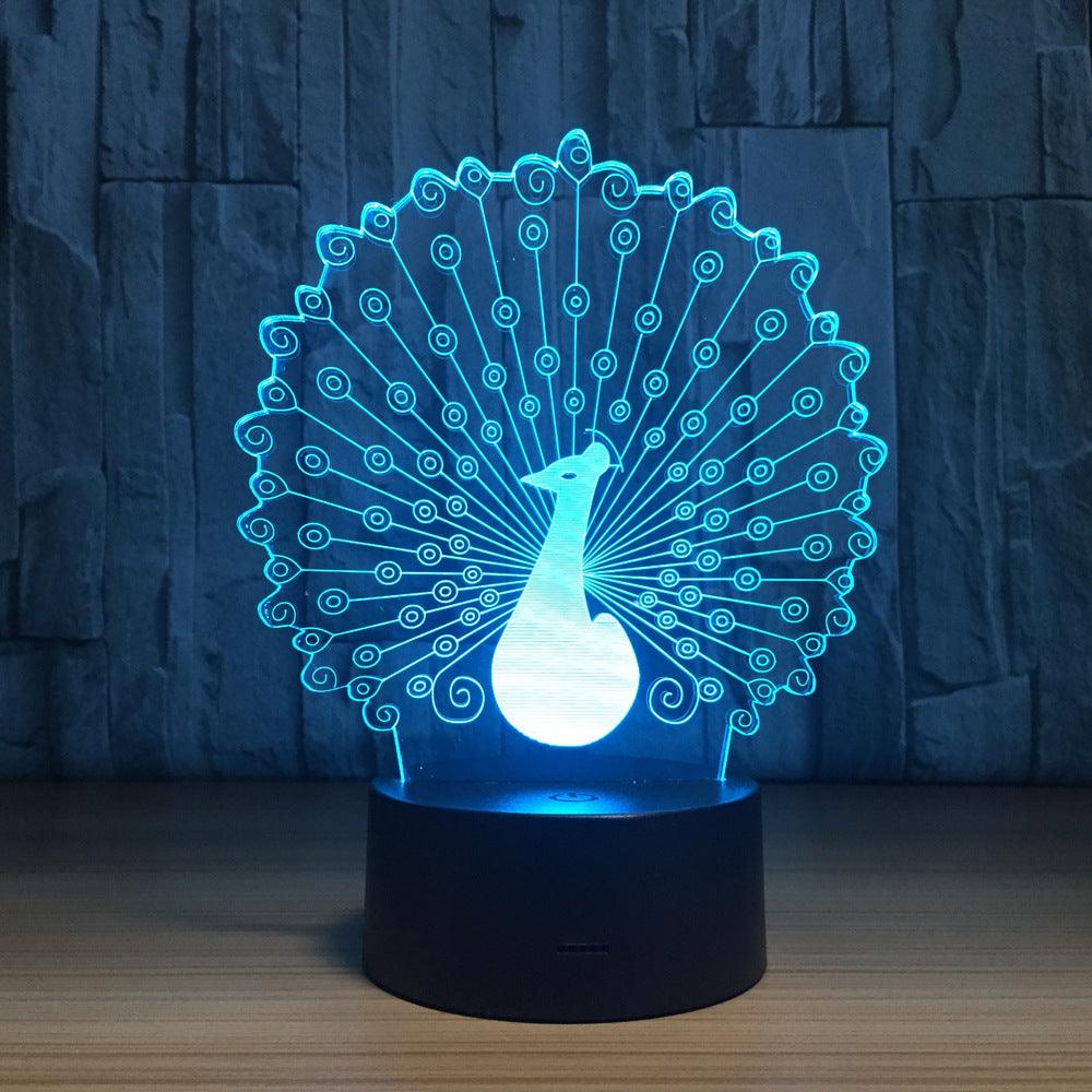 Peacock 3D Optical Illusion Lamp - 3D Optical Lamp