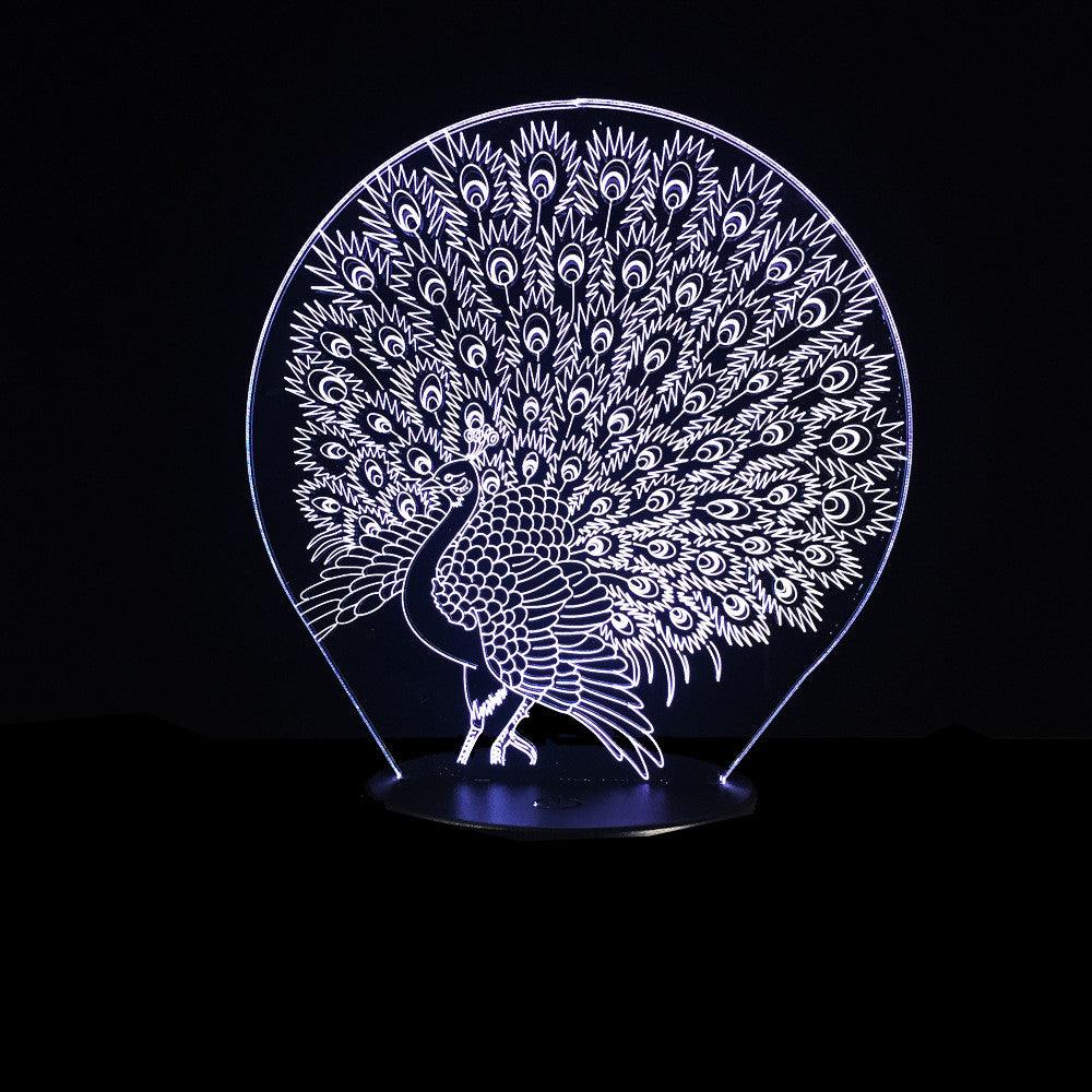 Peacock 3D Optical Illusion Lamp - 3D Optical Lamp