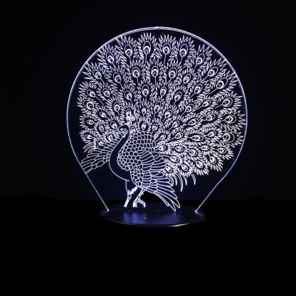 Peacock 3D Optical Illusion Lamp - 3D Optical Lamp