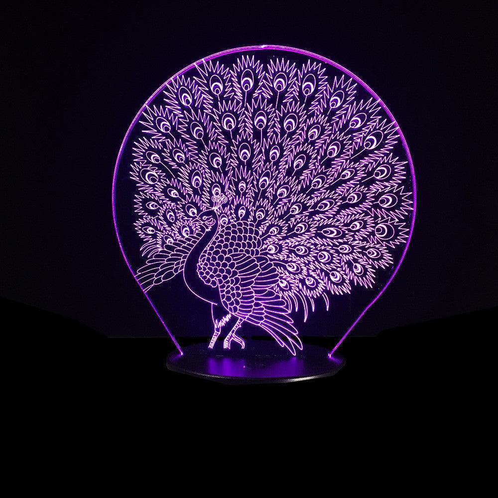 Peacock 3D Optical Illusion Lamp - 3D Optical Lamp
