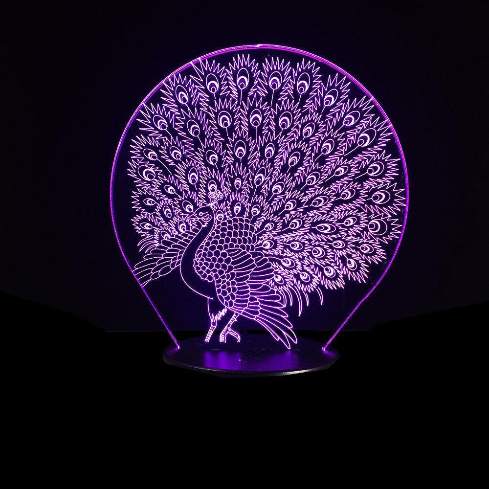 Peacock 3D Optical Illusion Lamp - 3D Optical Lamp