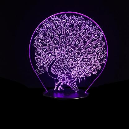 Peacock 3D Optical Illusion Lamp - 3D Optical Lamp