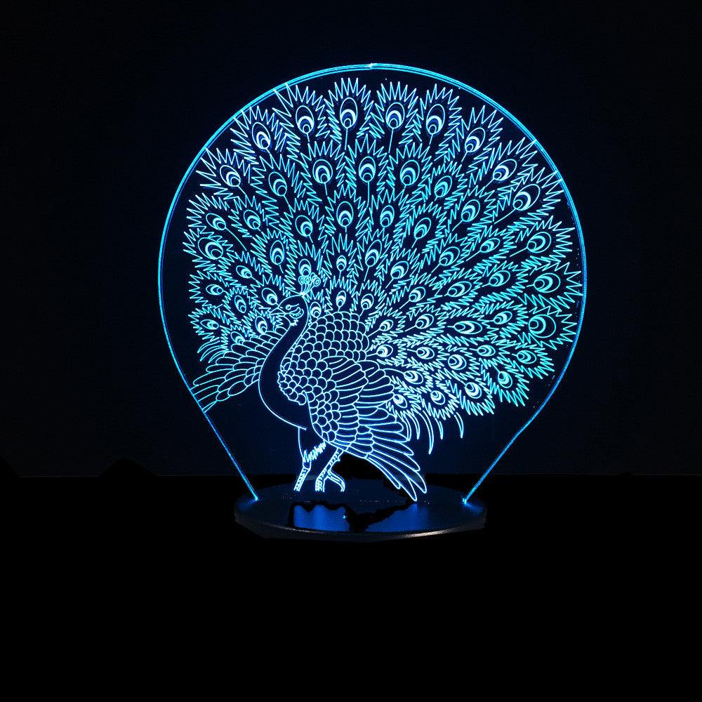 Peacock 3D Optical Illusion Lamp - 3D Optical Lamp