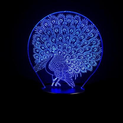 Peacock 3D Optical Illusion Lamp - 3D Optical Lamp