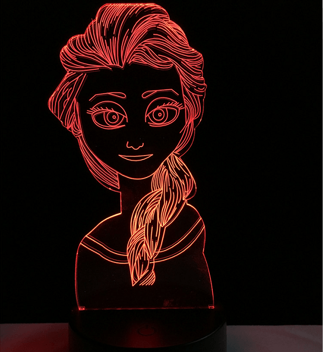 Princess Aisha touch 3D colorful Nightlight lamp - 3D Optical Lamp