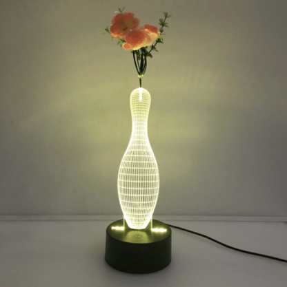 Bowling 3D Vase Flower Arrangement Stereo Lamp - 3D Optical Lamp