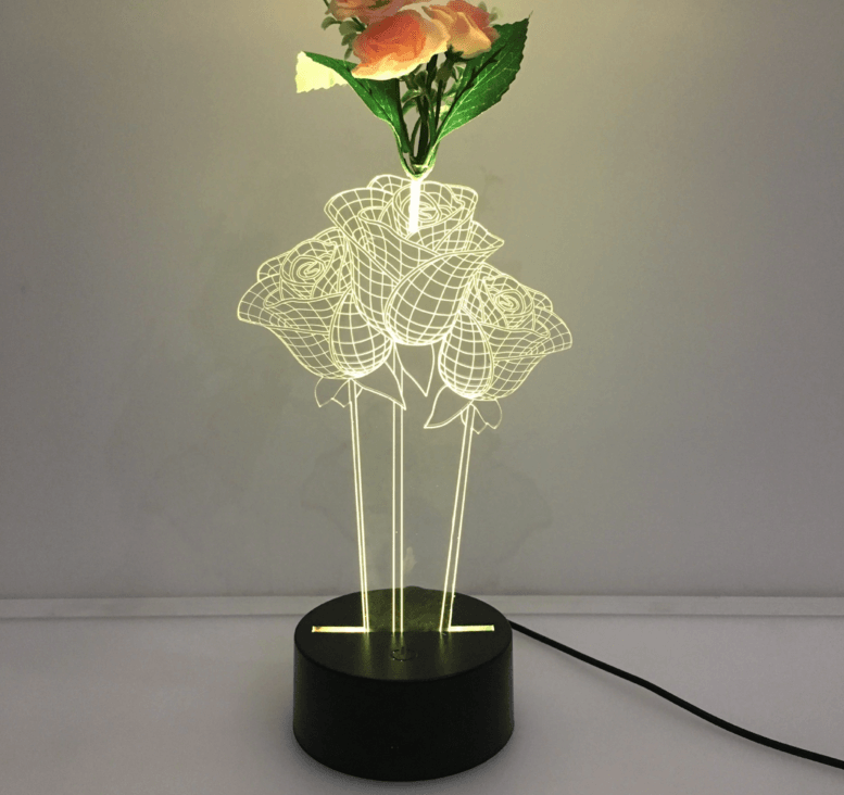 Three Roses Illusion Lamp-3D Optical Lamp