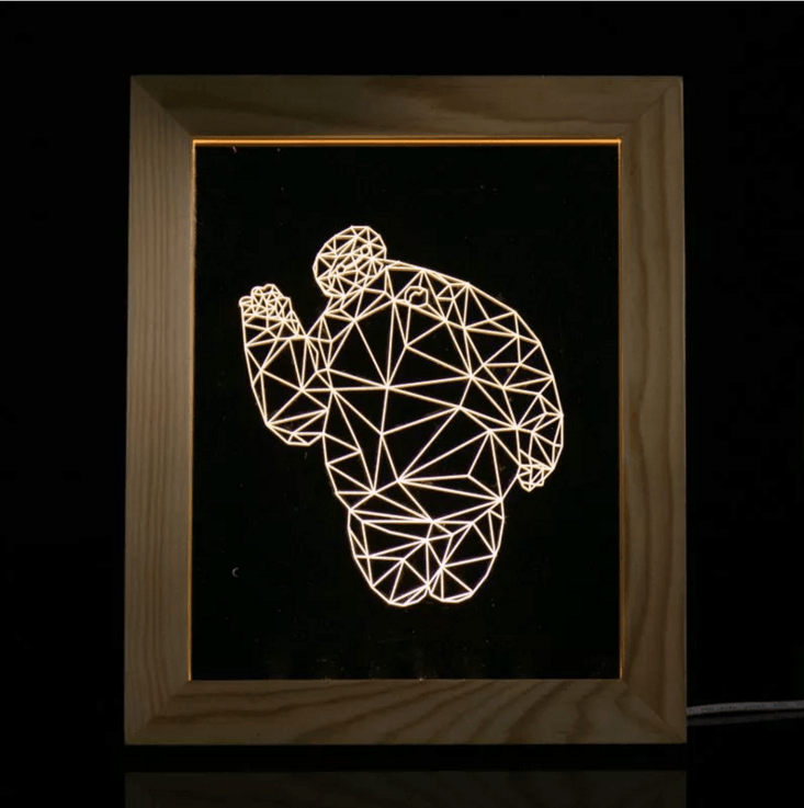 Solid Wood 3D Bedside Photo Frame Lamp-Large White - 3D Optical Lamp