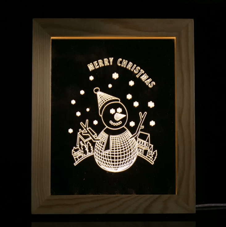 Christmas Snowman Frame Lamp-3D Optical Lamp