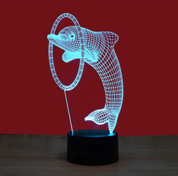 Dolphin Jumping Circle 3D Creative Visual Lamp - 3D Optical Lamp