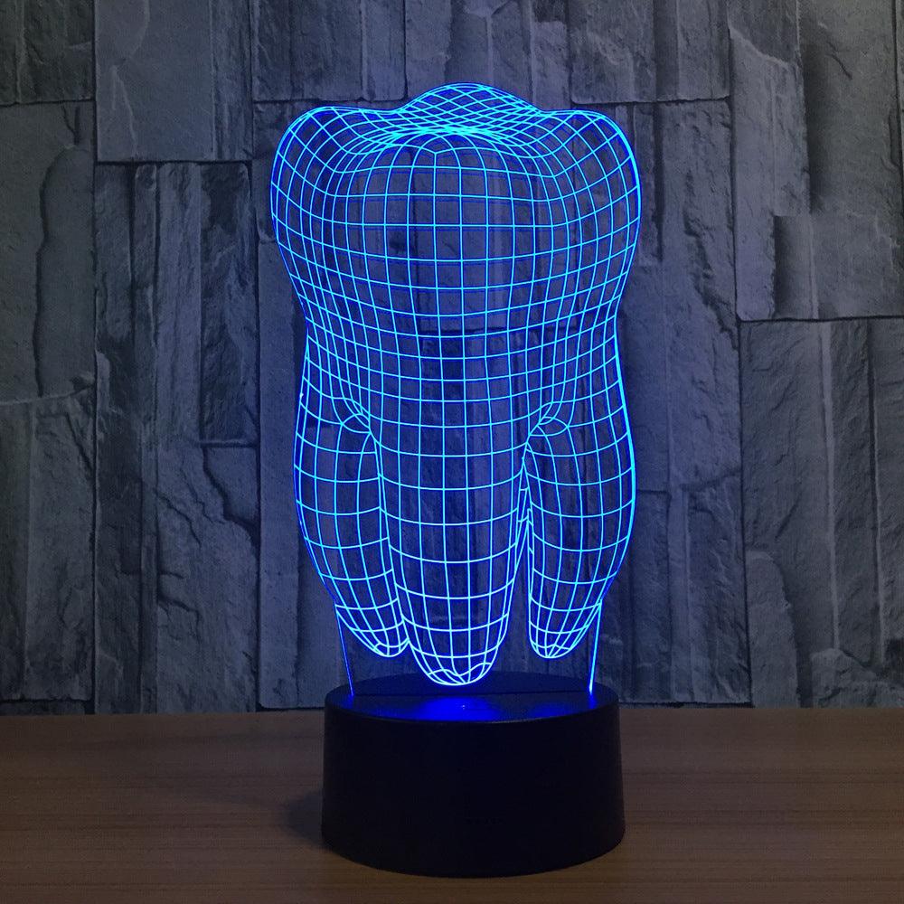 Realistic Human Tooth Sculpture 3D Optical Illusion Lamp - 3D Optical Lamp