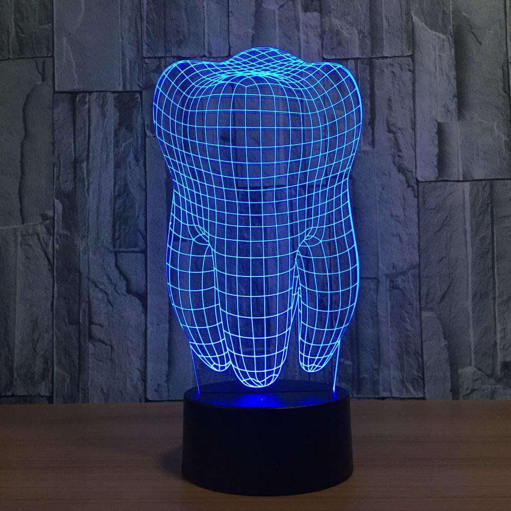 Realistic Human Tooth Sculpture 3D Optical Illusion Lamp - 3D Optical Lamp