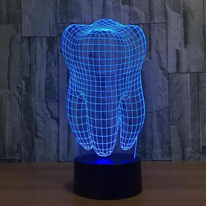 Realistic Human Tooth Sculpture 3D Optical Illusion Lamp - 3D Optical Lamp