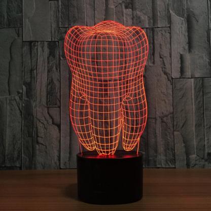 Realistic Human Tooth Sculpture 3D Optical Illusion Lamp - 3D Optical Lamp