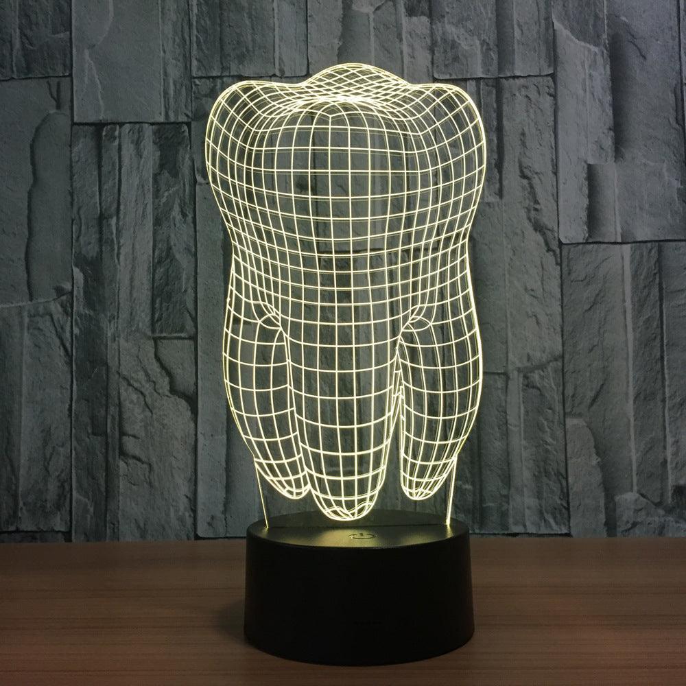 Realistic Human Tooth Sculpture 3D Optical Illusion Lamp - 3D Optical Lamp
