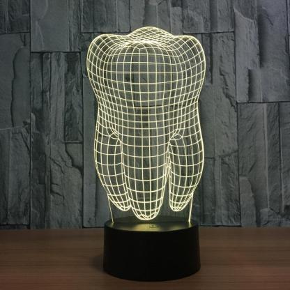 Realistic Human Tooth Sculpture 3D Optical Illusion Lamp - 3D Optical Lamp