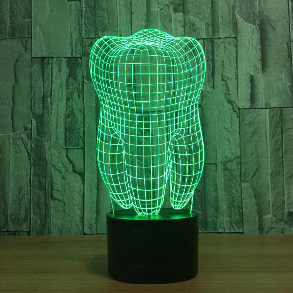 Realistic Human Tooth Sculpture 3D Optical Illusion Lamp - 3D Optical Lamp