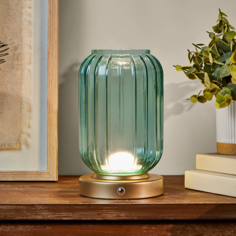 Rechargeable Ribbed Glass Uplight-3D Optical Lamp