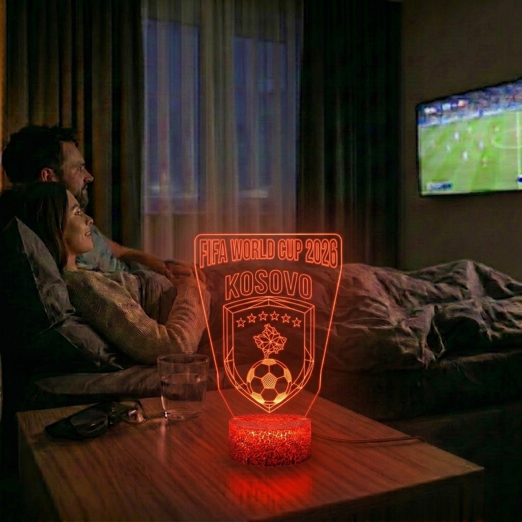 FIFA 2026 Kosovo Soccer Sports Themed 3D Optical Lamp
