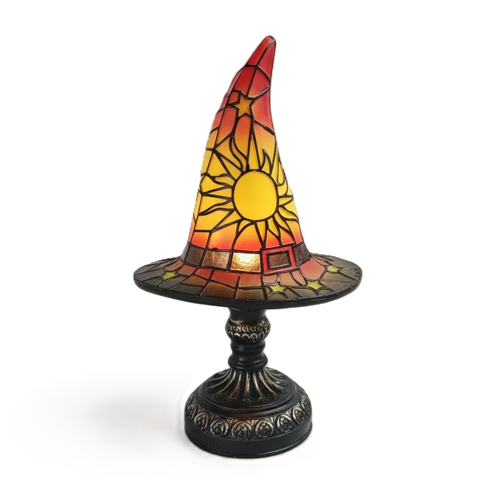 Resin Stained Printed Witch Hat Lamp