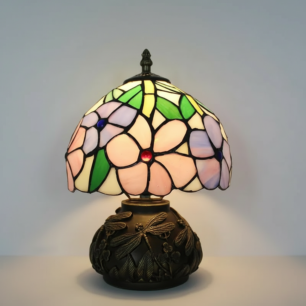 Stained Glass Rose Desk Table Lamp