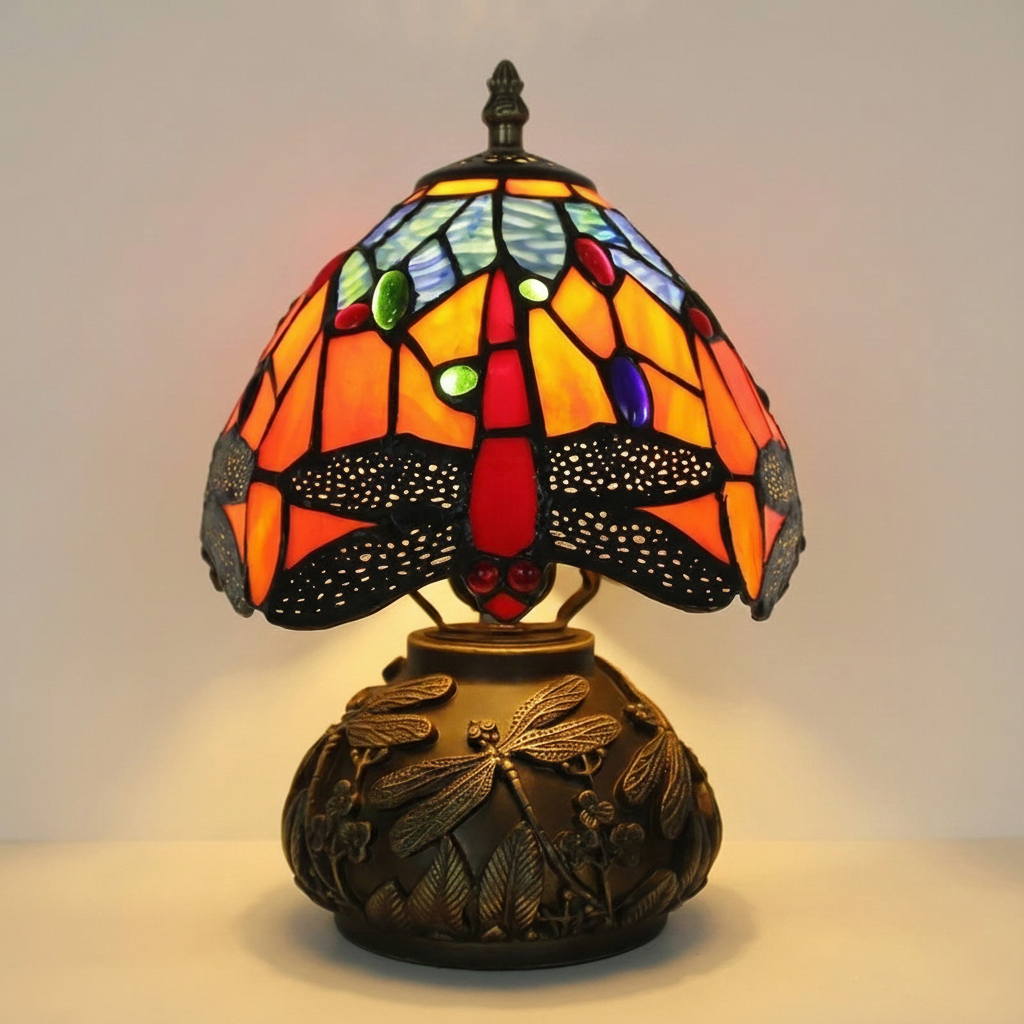 Stained Glass Rose Table Lamp