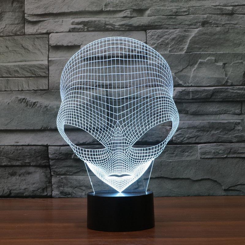 Realistic Martian Man Alien Head Bust 3D Optical Illusion Lamp - 3D Optical Lamp