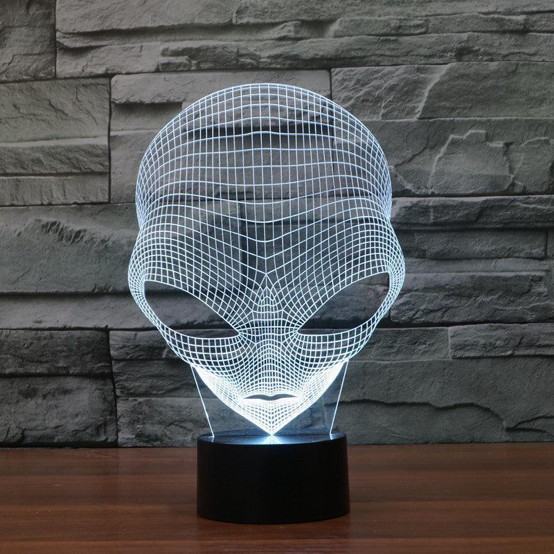 Realistic Martian Man Alien Head Bust 3D Optical Illusion Lamp - 3D Optical Lamp