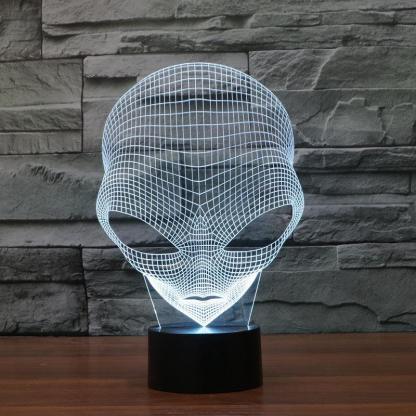 Realistic Martian Man Alien Head Bust 3D Optical Illusion Lamp - 3D Optical Lamp