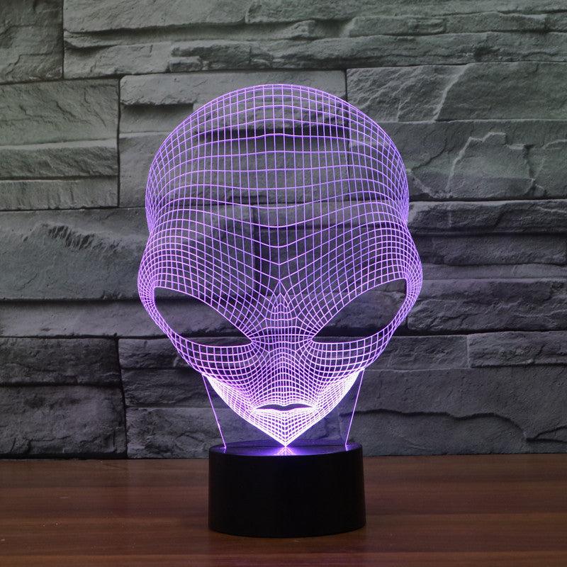 Realistic Martian Man Alien Head Bust 3D Optical Illusion Lamp - 3D Optical Lamp