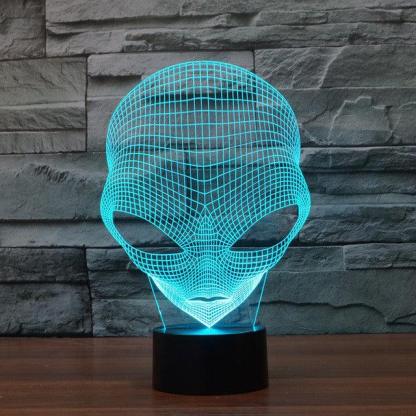 Realistic Martian Man Alien Head Bust 3D Optical Illusion Lamp - 3D Optical Lamp