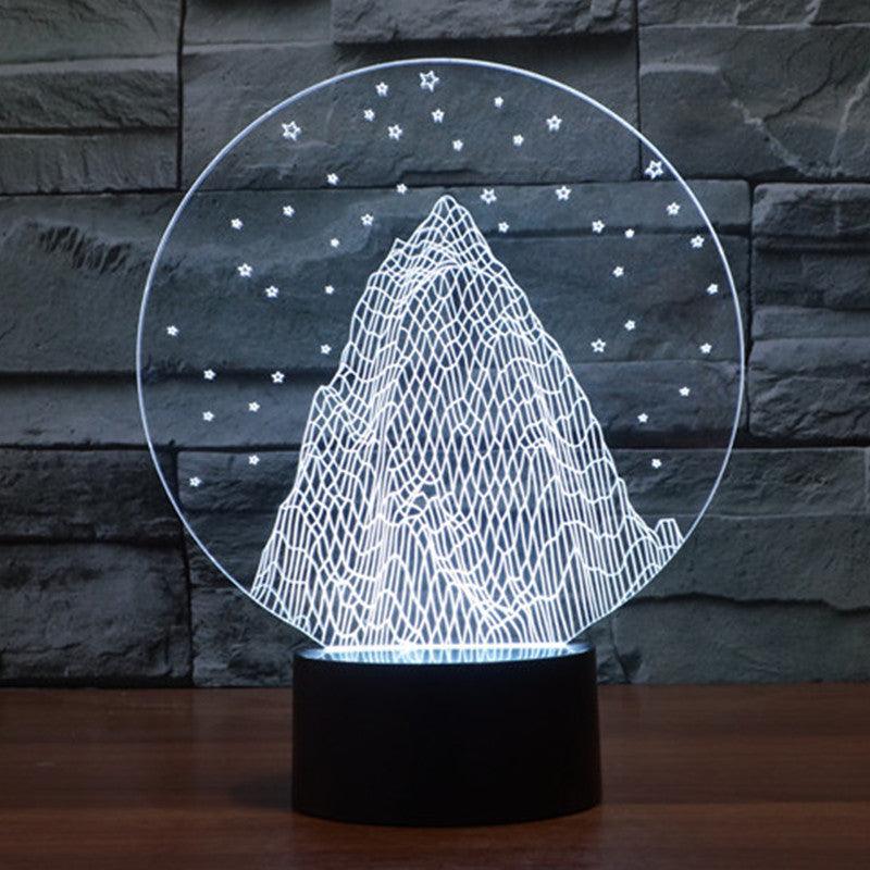 Snowy Mountain 3D Lamp – Multicolor LED Illusion Light-3D Optical Lamp