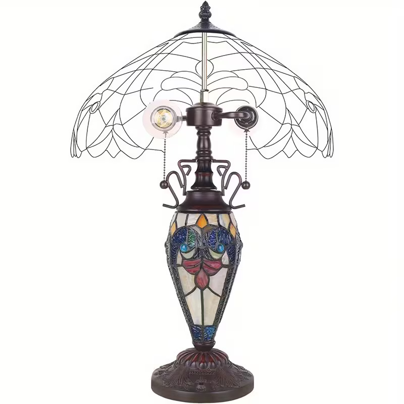 Tiffany Floral Stained Glass Table Lamp