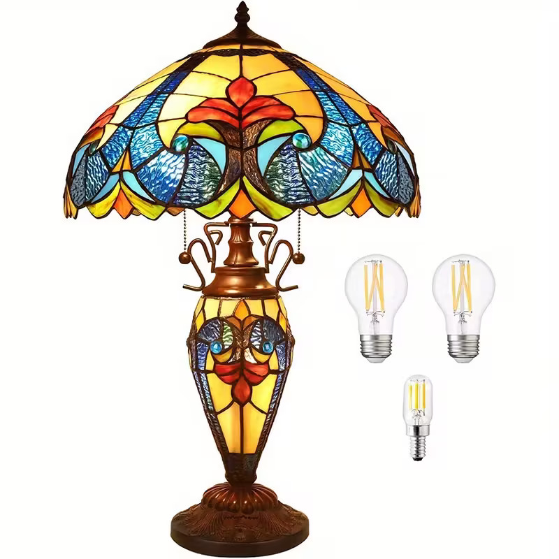 Tiffany Floral Stained Glass Table Lamp