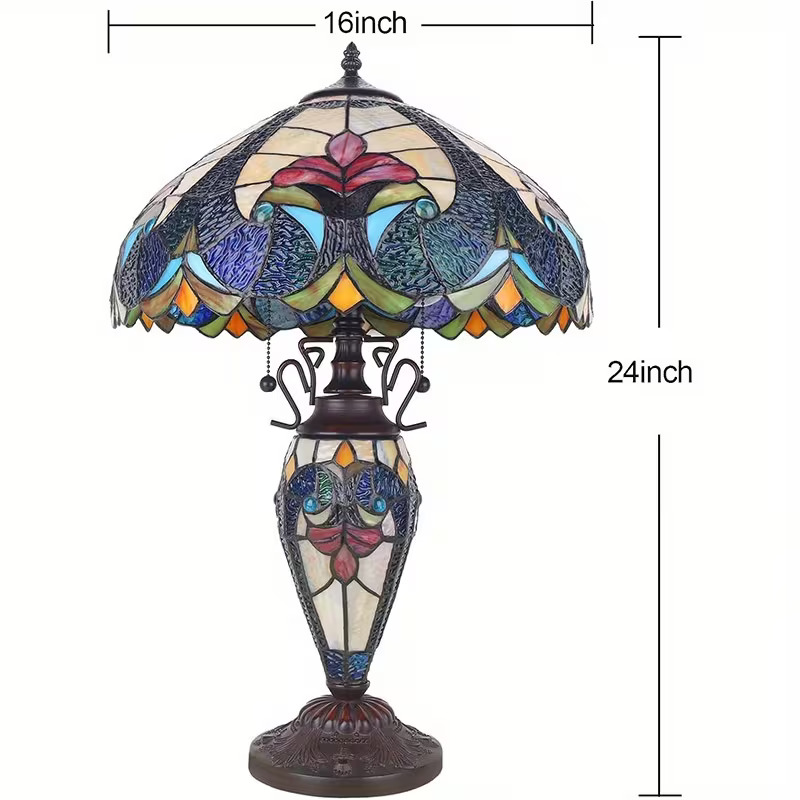 Tiffany Floral Stained Glass Table Lamp