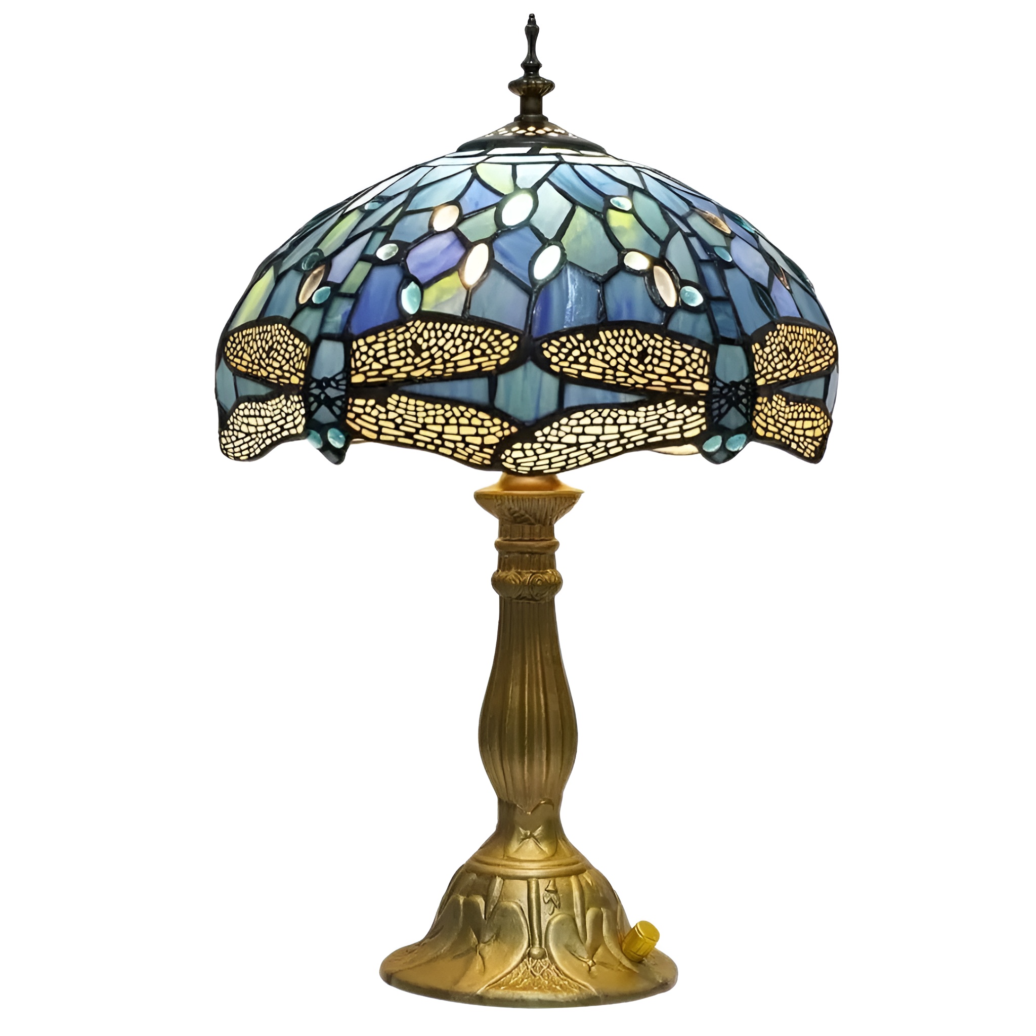 Tiffany Style Dragonfly Desk Lamp with LED Bulb