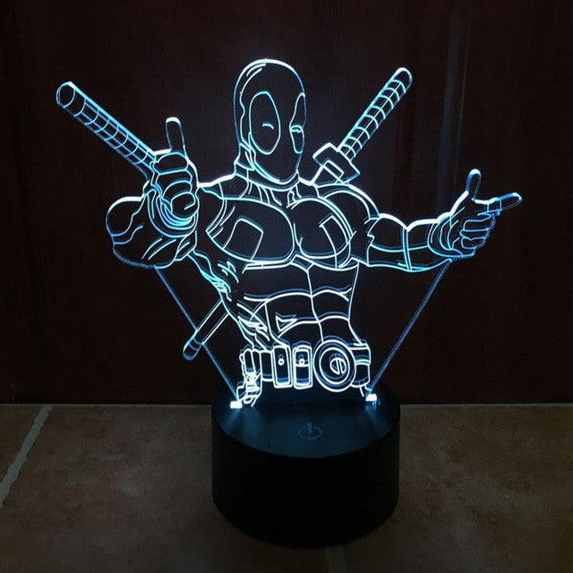 Marvel Inspired Deadpool Posing 3D Optical Illusion Lamp - 3D Optical Lamp