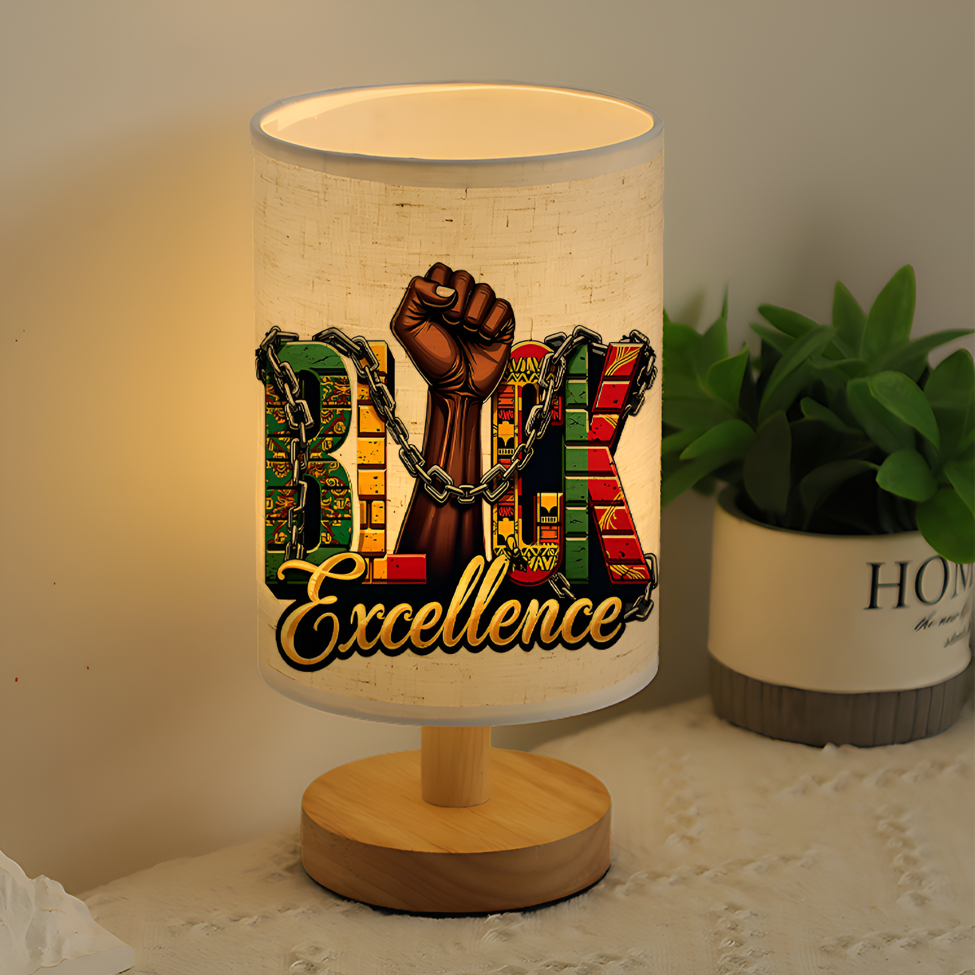 Excellence Printed Linen Table Lamp With Modern Design
