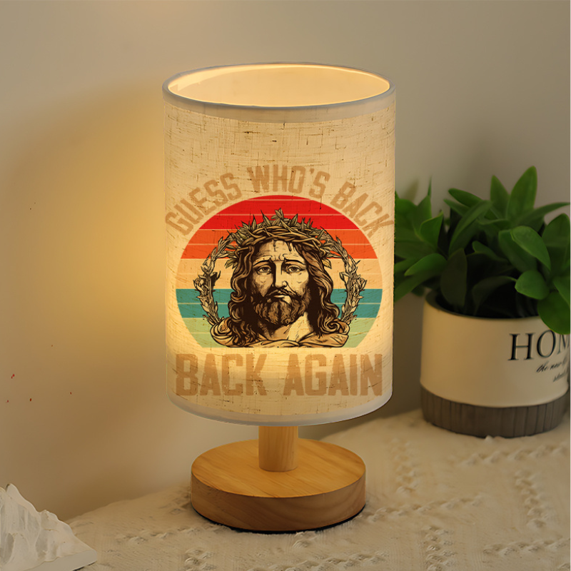 Back Again Faith Message Printed Linen Table Lamp