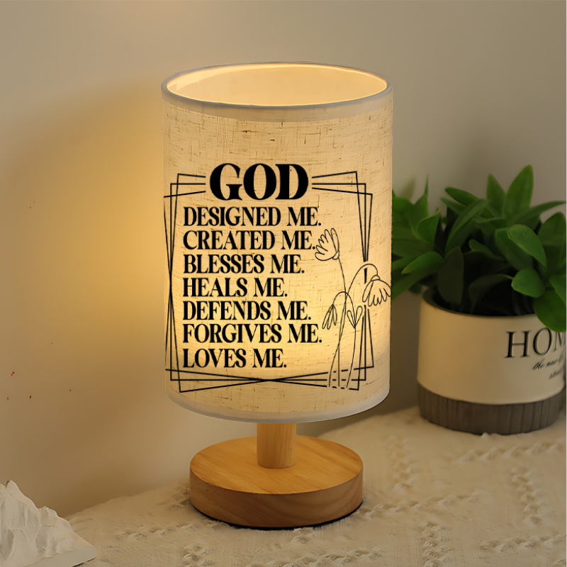 Inspirational God Affirmation Themed Linen Table Lamp