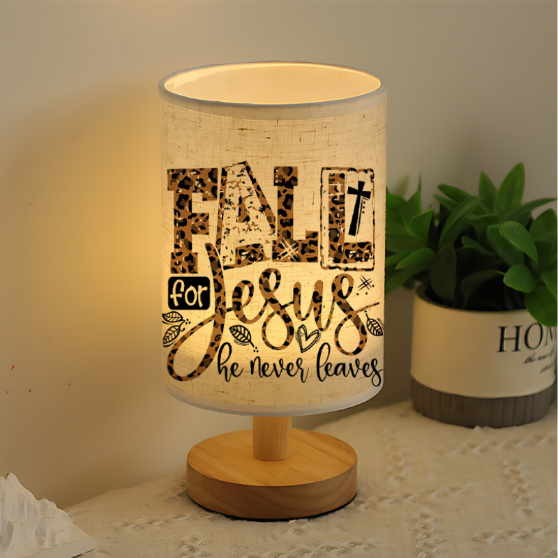 Fall For God Faith Message Printed Linen Table Lamp