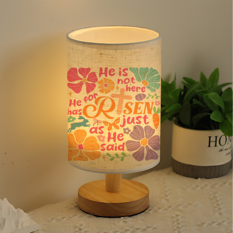 He Has Risen Floral Printed Table Lamp