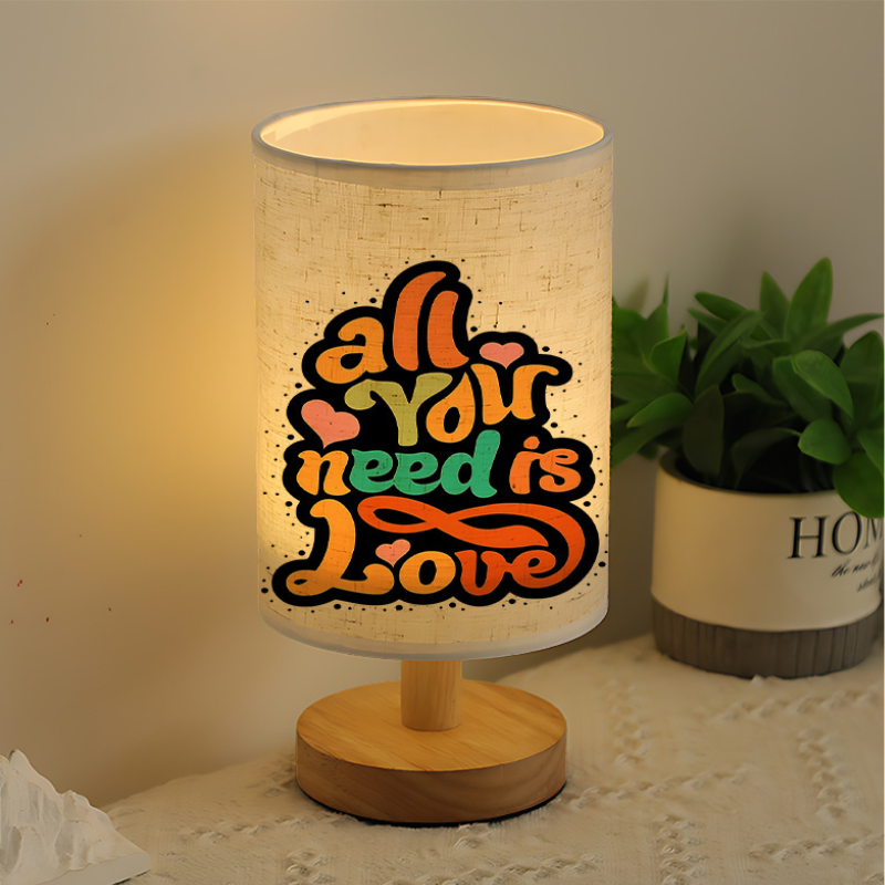 All You Need Quote Printed Linen Table Lamp