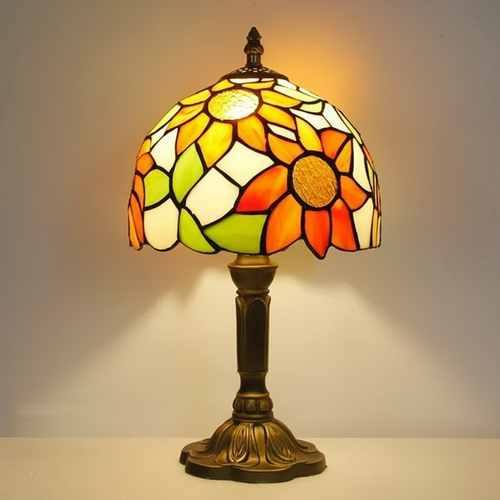 Vintage Tiffany Table Lamp Stained Glass Light