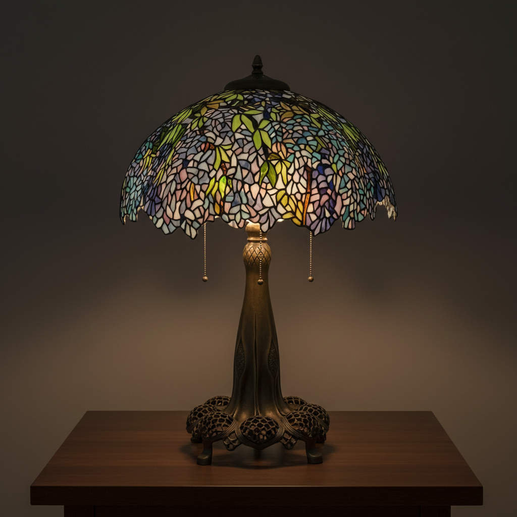Tiffany Wisteria Stained Glass Table Lamp