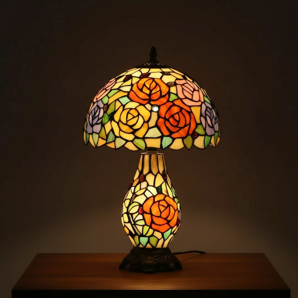 Floral Tiffany Stained Glass Lamp Decor