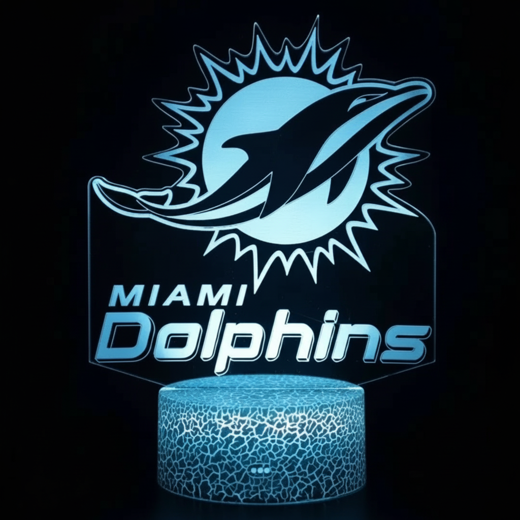 3D LED illusion Miami Dolphins Fins USB 7Color Night Light Lamp Bedroom
