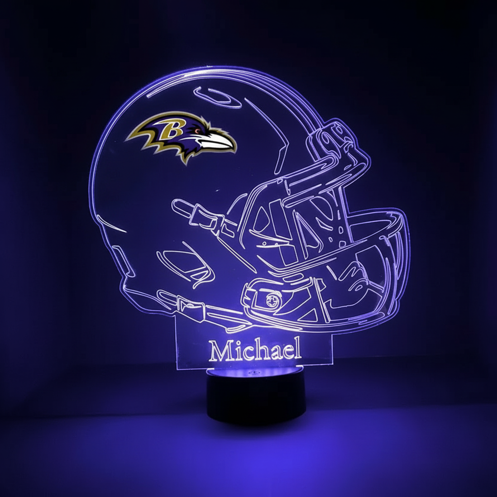 Baltimore Ravens, Light Up, Modern helmet, NFL Football LED Sports Fan Lamp, Personalize FREE