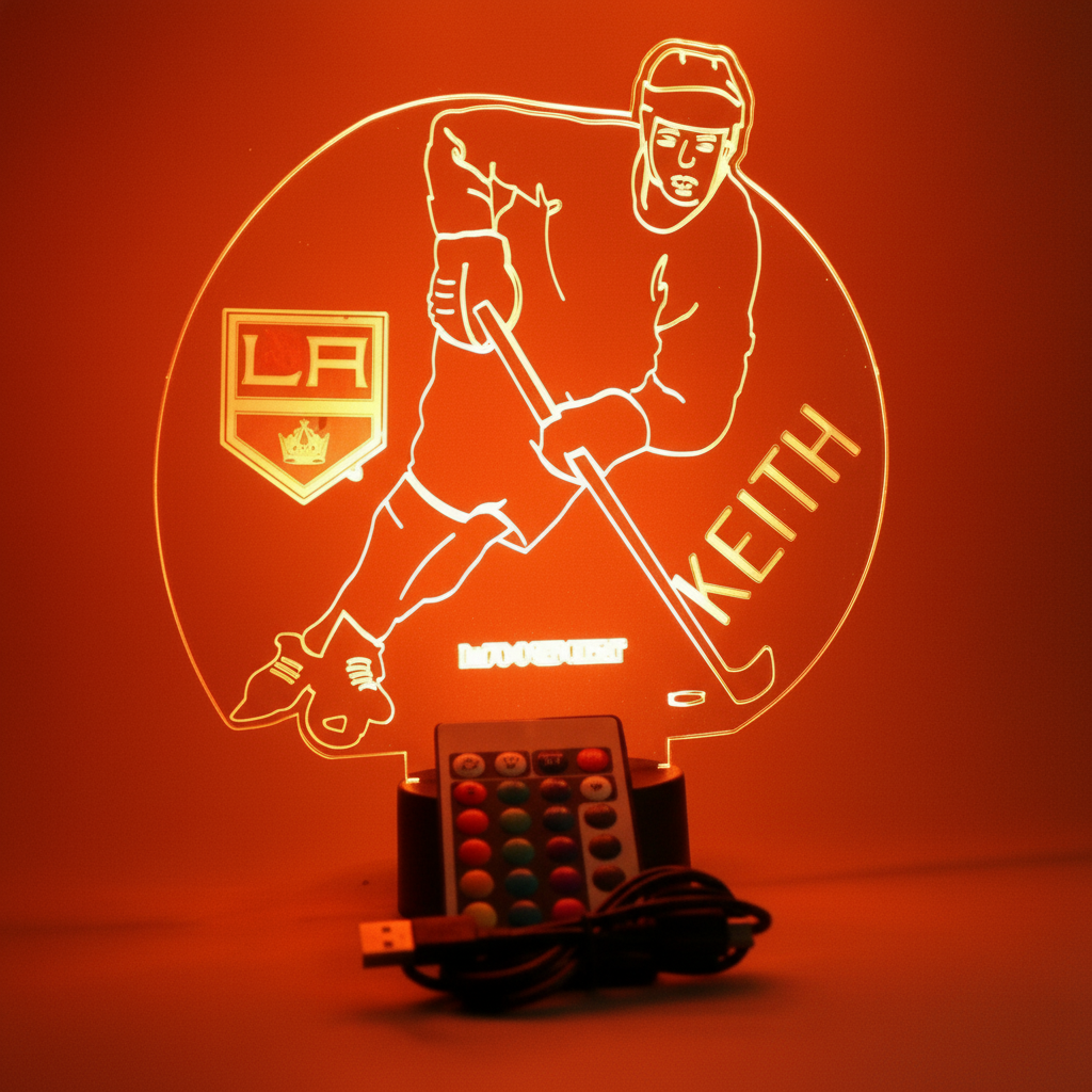 Los Angeles Kings Custom Hockey Player LED Acrylic Lamp