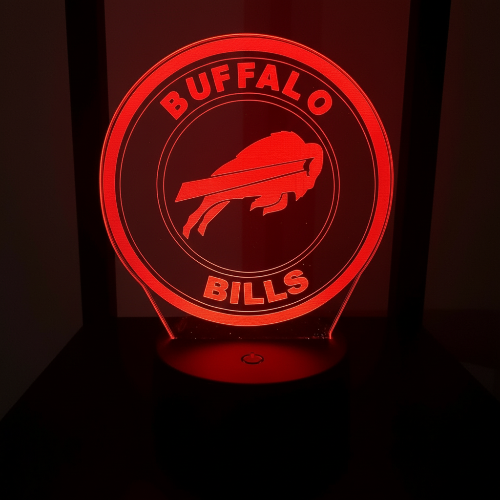 Buffalo Bills LED Lamp: Sports Fan Night Light, Team Logo Desk Decor